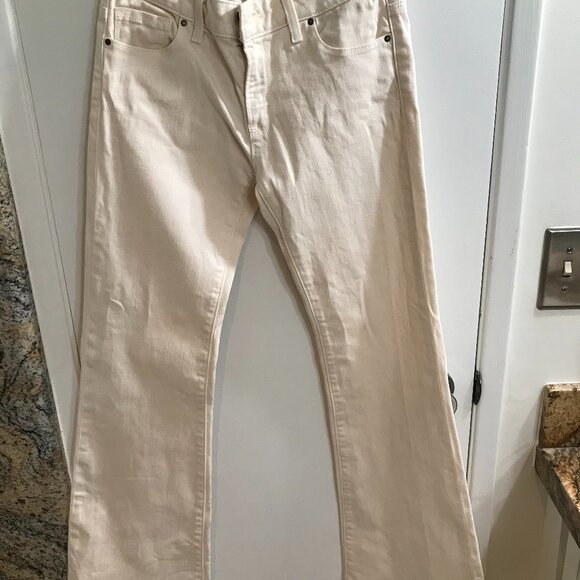 Boston Proper Cream/Ivory Mid-rise bootcut/flare jeans - Picture 2 of 7